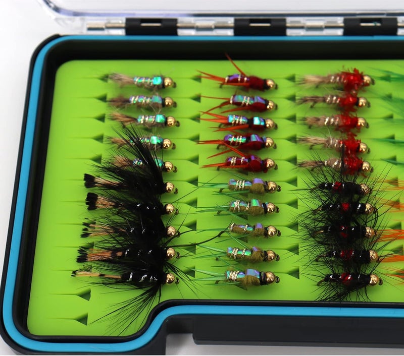 FAISOX Fly Fishing Flies Assortment Kit Dry Wet Nyphms Tenkara Popper Streamer Woolly Bugger for Trout Bass Salmon Steelhead with Fly Box - Image 3
